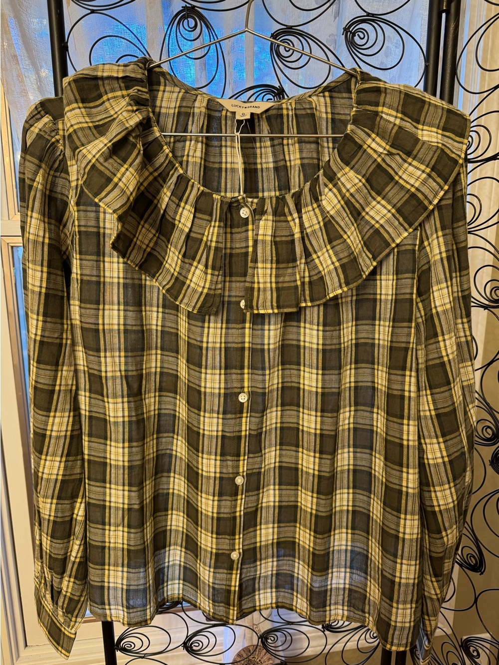 Lucky Brand Plaid Blouse XL NWT